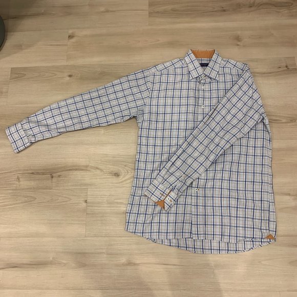 Stefano Barbera Size M Long Sleeve Dress Shirt Made In Italy Plaid - Picture 2 of 9